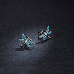 Sylvory 925 Sterling Silver Driftwood Dragonfly Studs