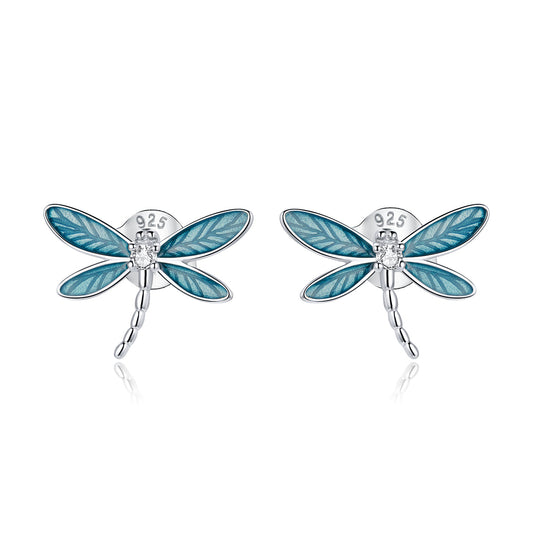 Sylvory 925 Sterling Silver Driftwood Dragonfly Studs