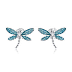 Sylvory 925 Sterling Silver Driftwood Dragonfly Studs