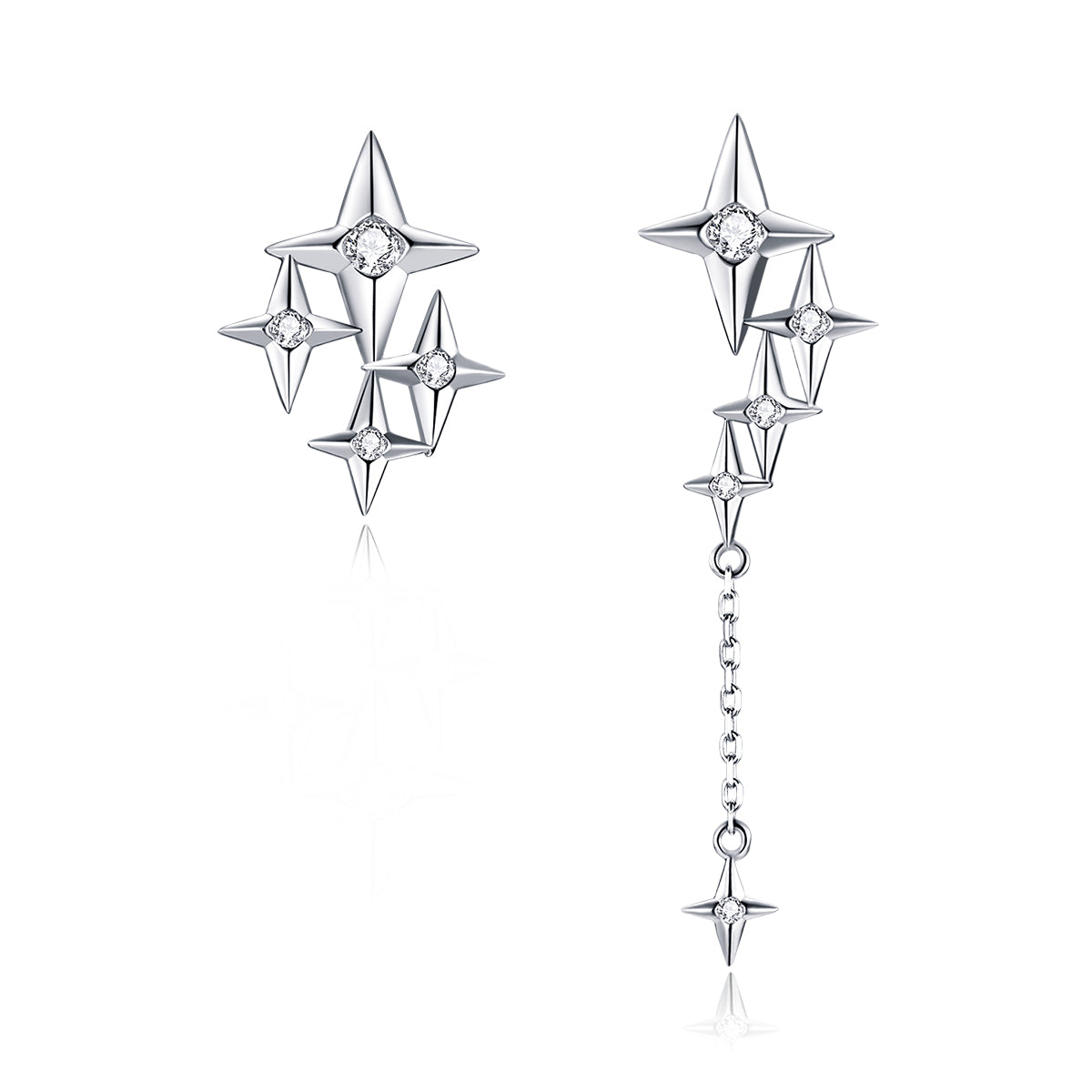 Sylvory 925 Sterling Silver Starstruck Shimmer Asymmetric Earring