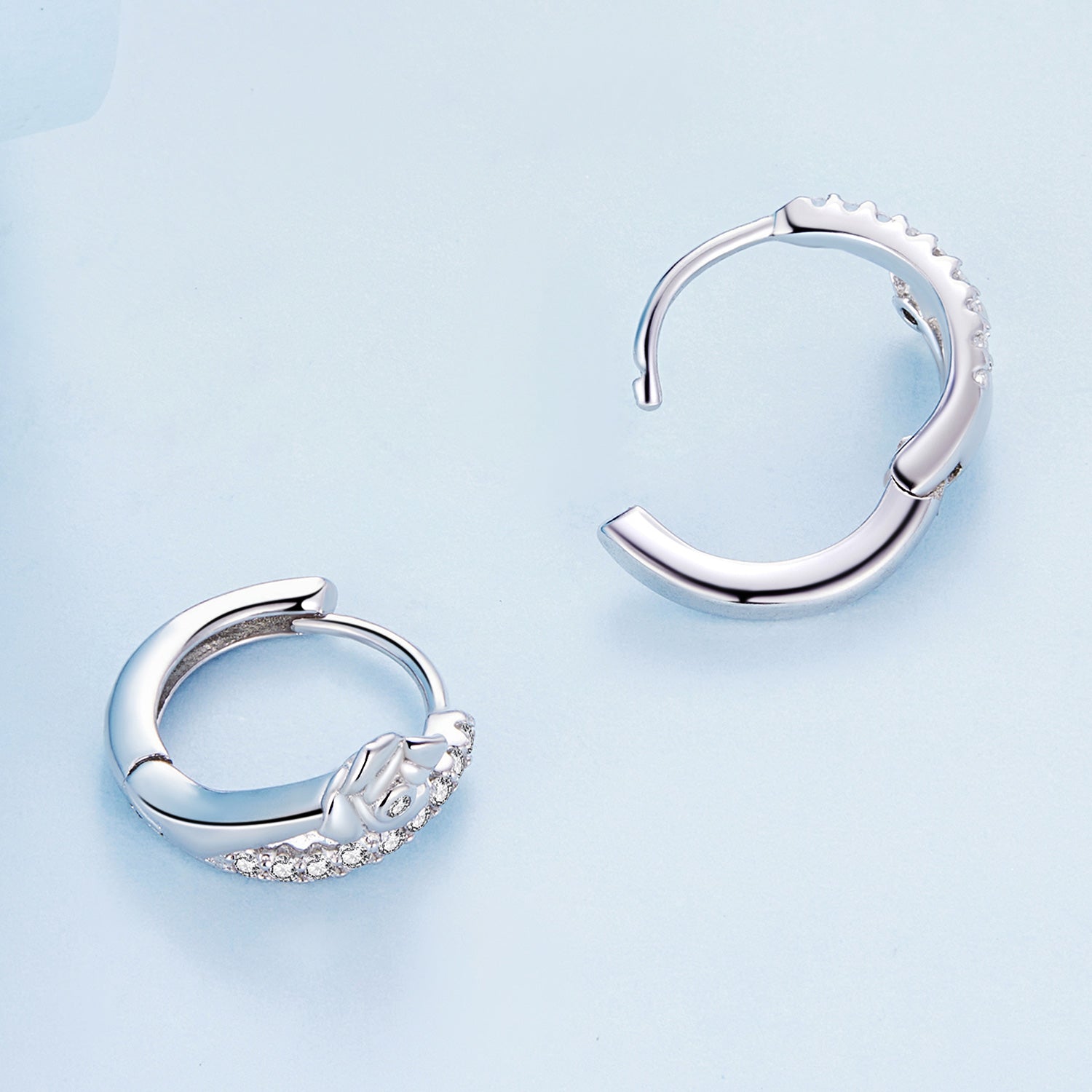 Sylvory 925 Sterling Silver Sprouting Petals Huggie Hoops