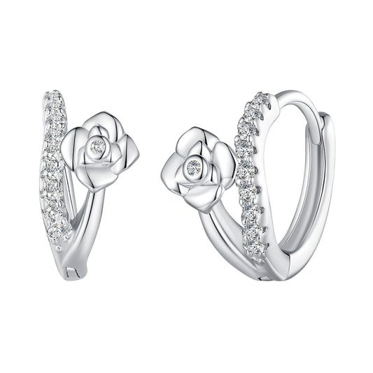 Sylvory 925 Sterling Silver Sprouting Petals Huggie Hoops