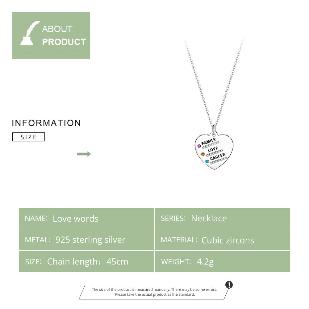 Sylvory 925 Sterling Silver Life Priorities Necklace