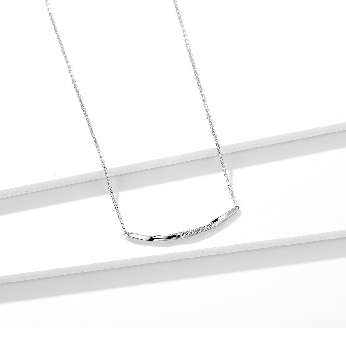 Sylvory 925 Sterling Silver Smiling Curve Necklace