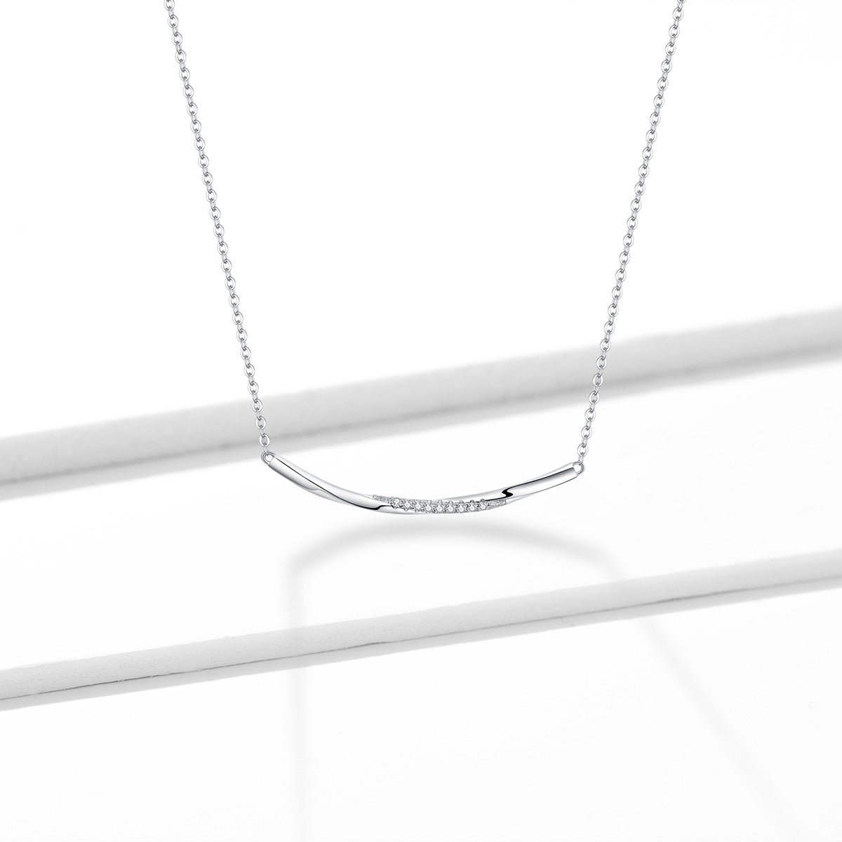 Sylvory 925 Sterling Silver Smiling Curve Necklace