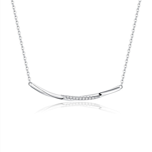 Sylvory 925 Sterling Silver Smiling Curve Necklace