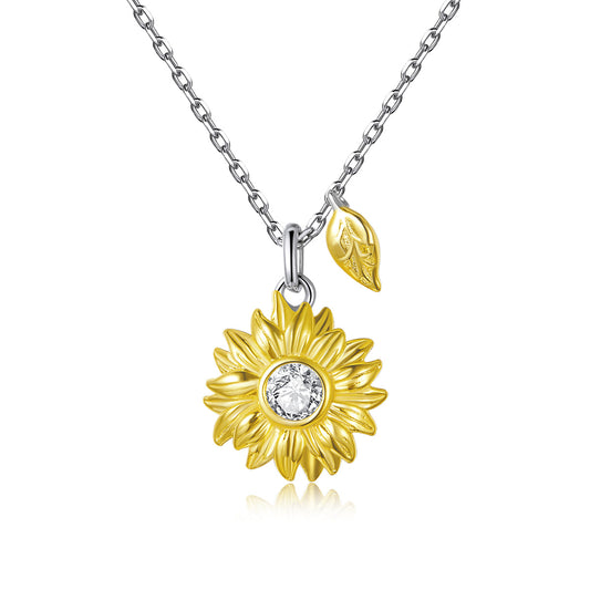 Sylvory 925 Sterling Silver Golden Blooms Necklace