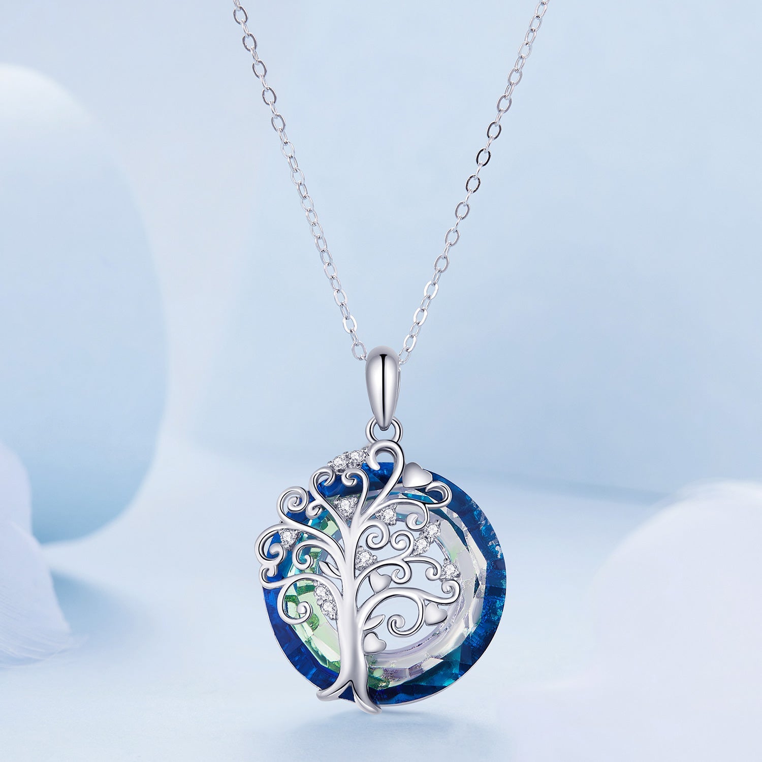 Sylvory 925 Sterling Silver Tree of Life Illumination Necklace