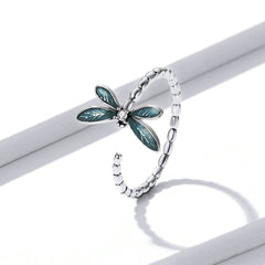 Sylvory 925 Sterling Silver Driftwood Dragonfly Ring