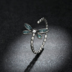 Sylvory 925 Sterling Silver Driftwood Dragonfly Ring