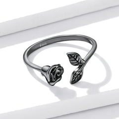 Sylvory 925 Sterling Silver Midnight Rose Ring