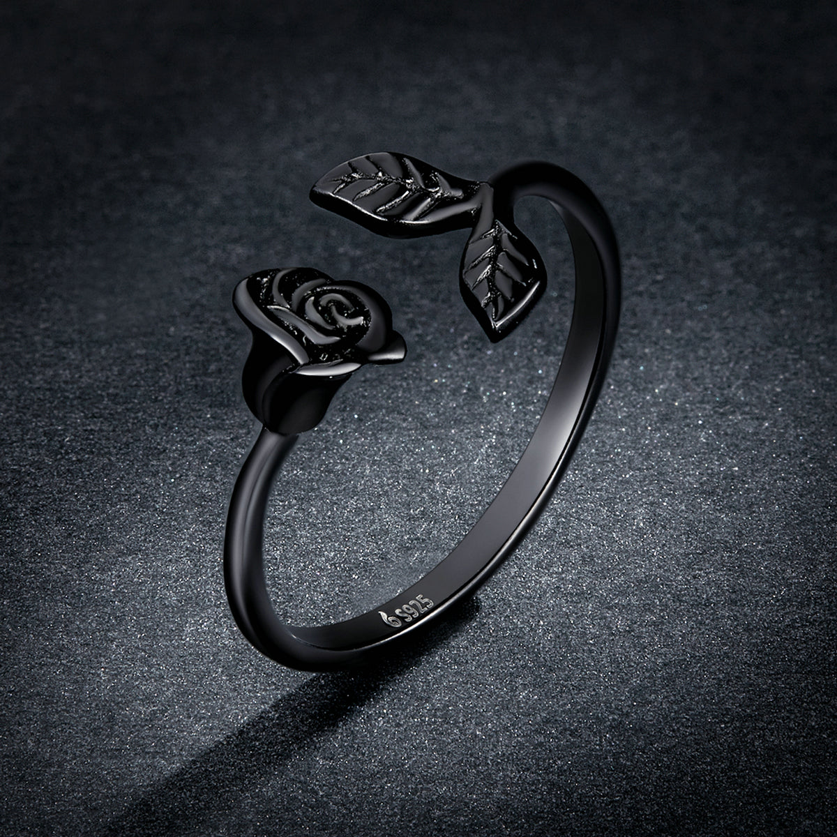 Sylvory 925 Sterling Silver Midnight Rose Ring