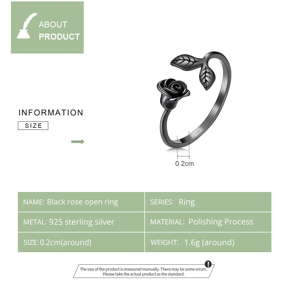 Sylvory 925 Sterling Silver Midnight Rose Ring