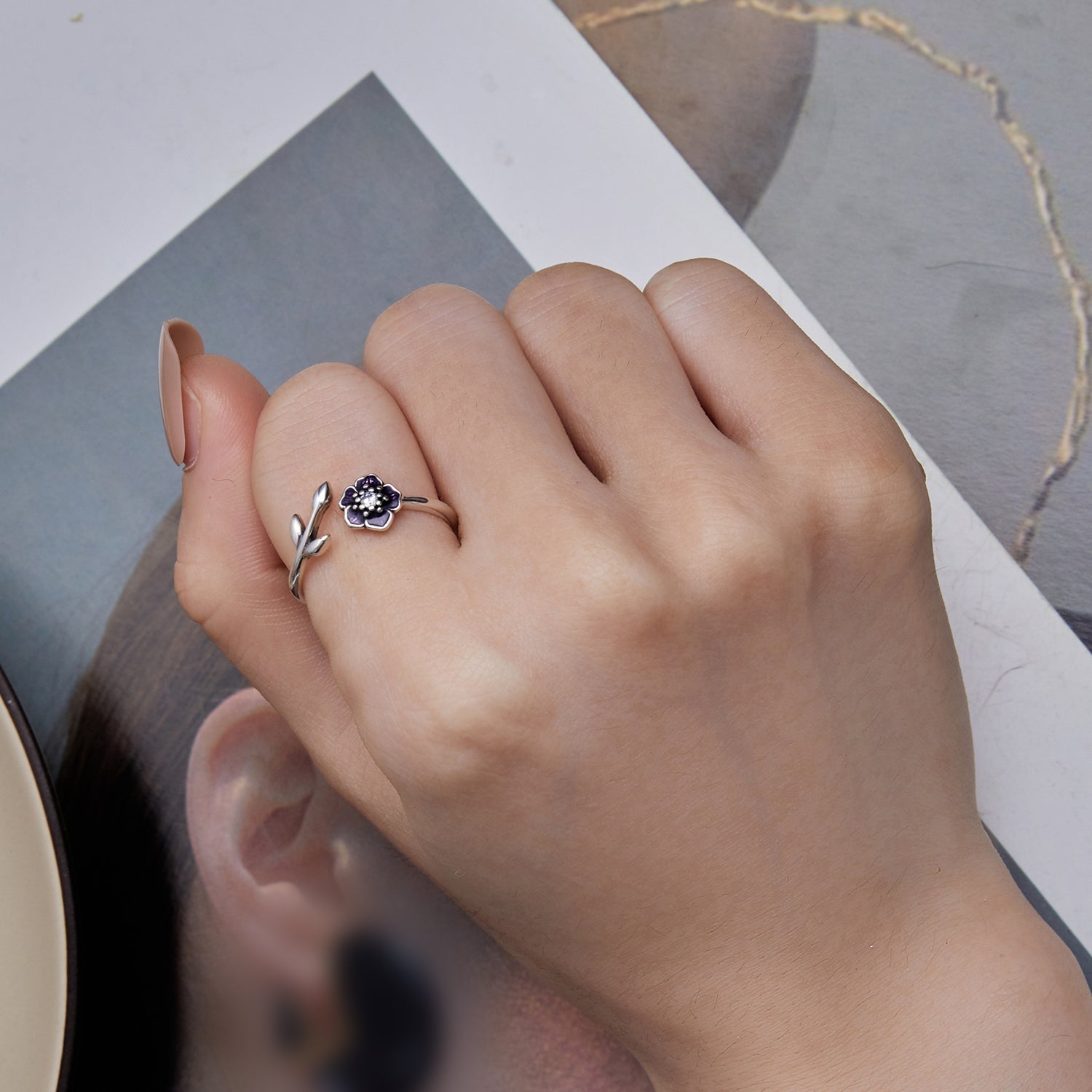 Sylvory 925 Sterling Silver Lavender Blooms Ring