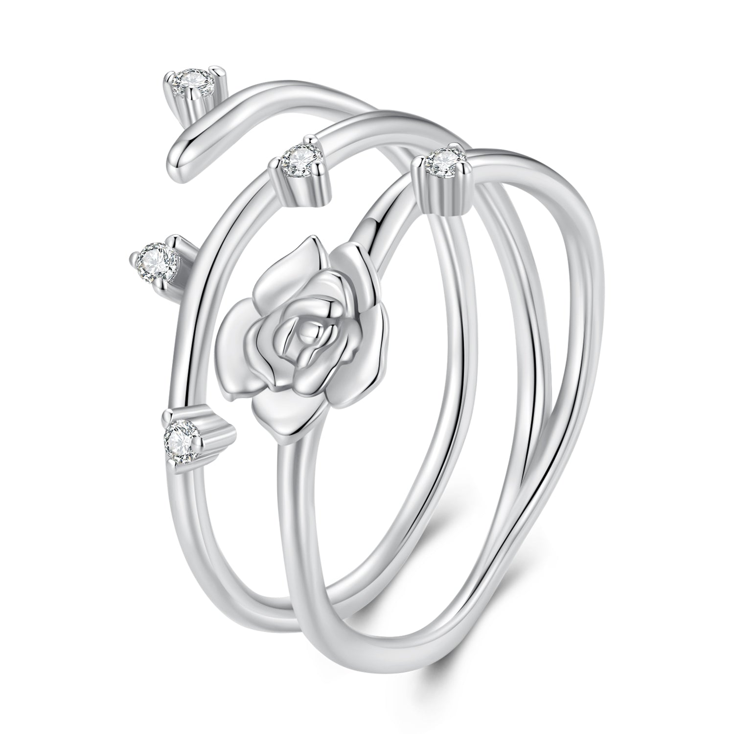 Sylvory 925 Sterling Silver Twisted Rose Vine Ring