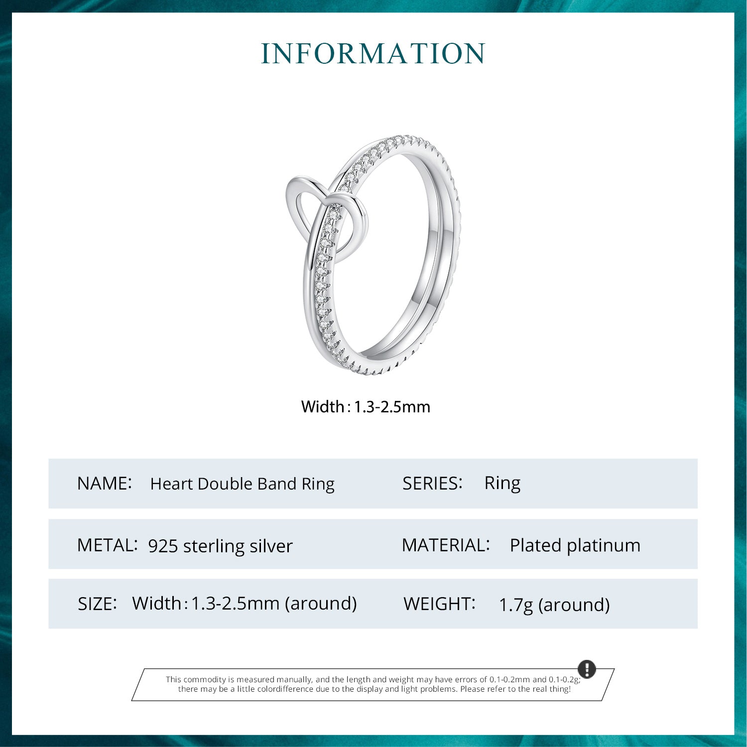 Sylvory 925 Sterling Silver Heartlock Duo Ring