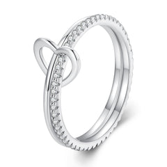 Sylvory 925 Sterling Silver Heartlock Duo Ring