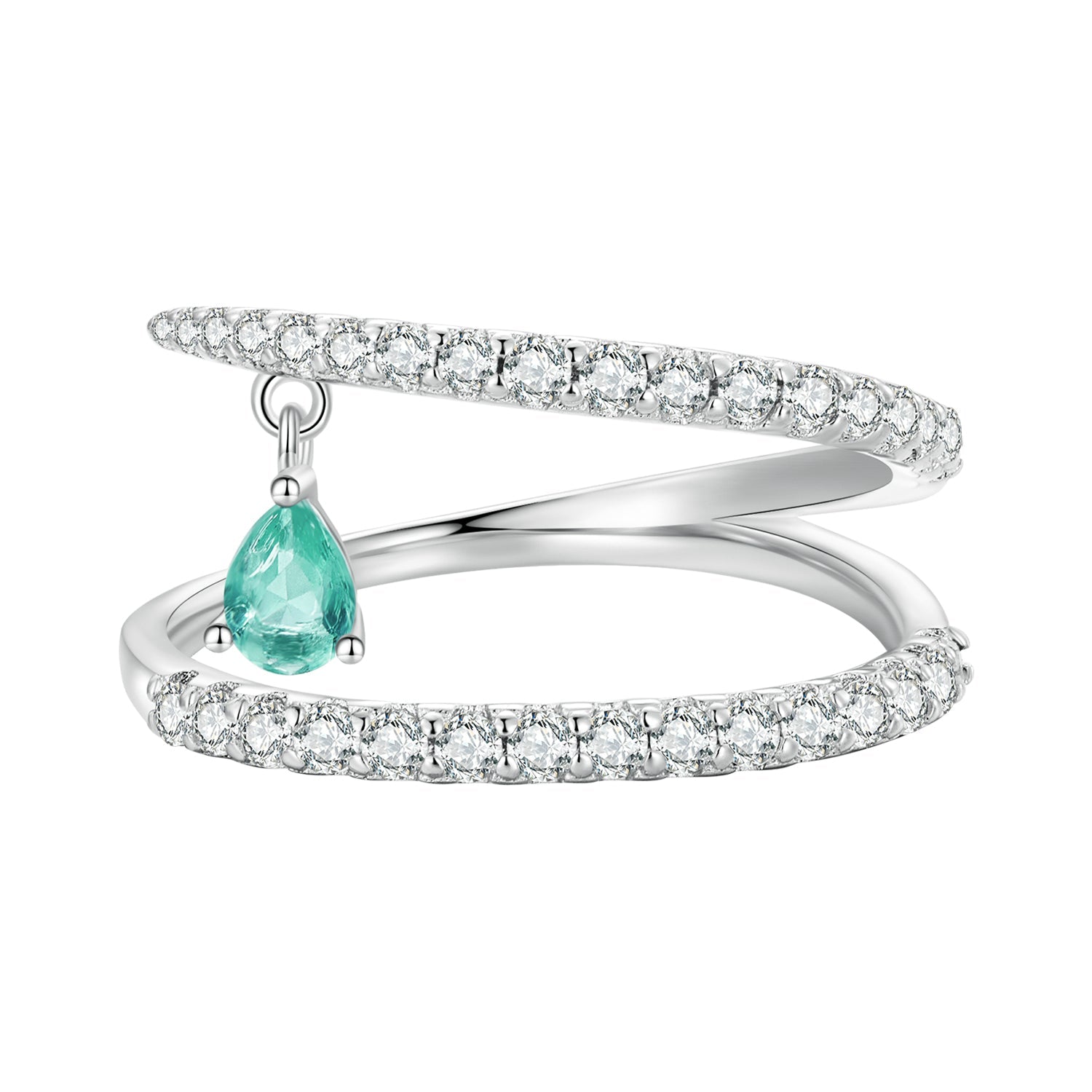 Sylvory 925 Sterling Silver Emerald Cascade Ring