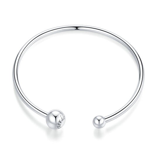 Sylvory 925 Sterling Silver Hollowed Connections Charm Keeper Bangle