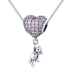 Sylvory 925 Sterling Silver Heartbound Bear Dangler Charm