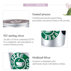 Sylvory 925 Sterling Silver Branded Coffee Charm