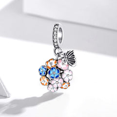 Sylvory 925 Sterling Silver Fluttering Blooms Charm