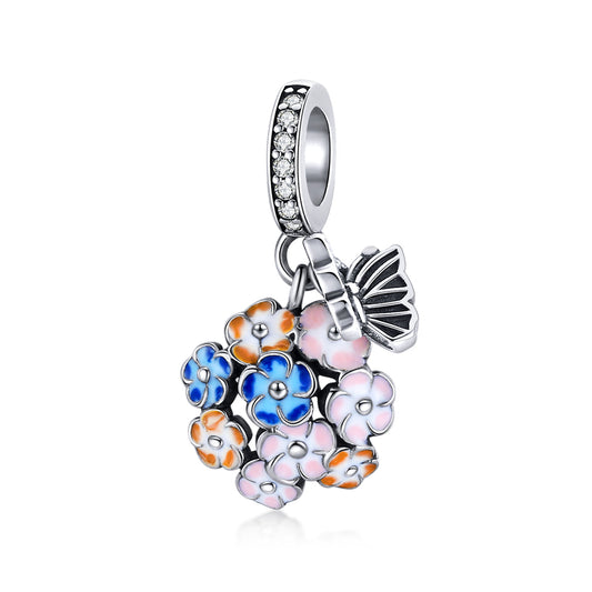 Sylvory 925 Sterling Silver Fluttering Blooms Charm