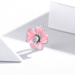 Sylvory 925 Sterling Silver Pink Floral Elegance Charm