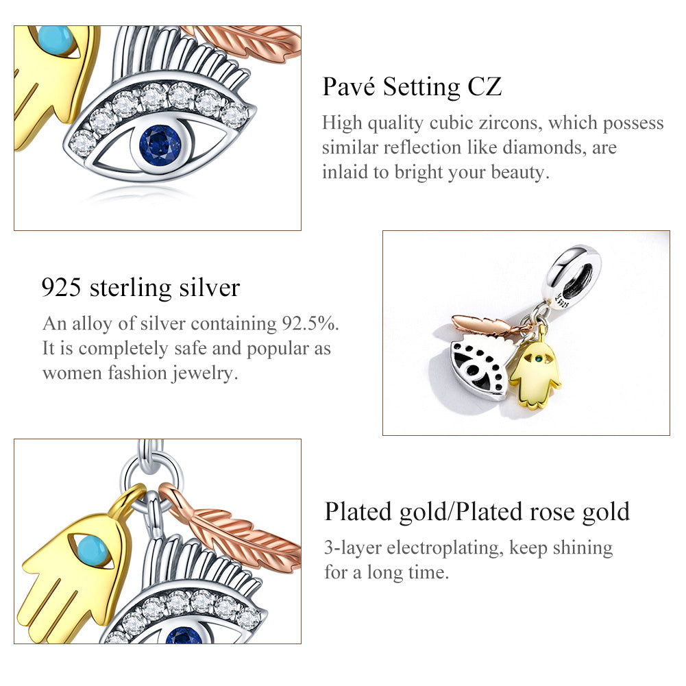 Sylvory 925 Sterling Silver Talisman Trio Charm