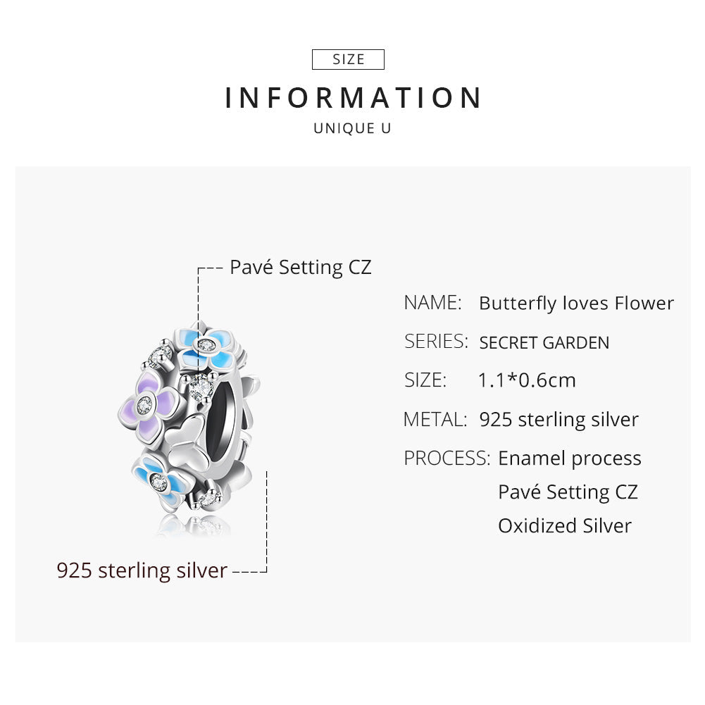 Sylvory 925 Sterling Silver Floral Fusion Spacer Charm