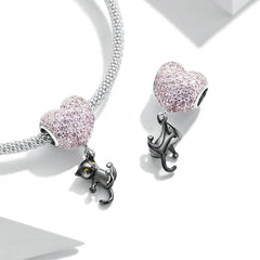 Sylvory 925 Sterling Silver Heartstrings Purrfection Cat Charm