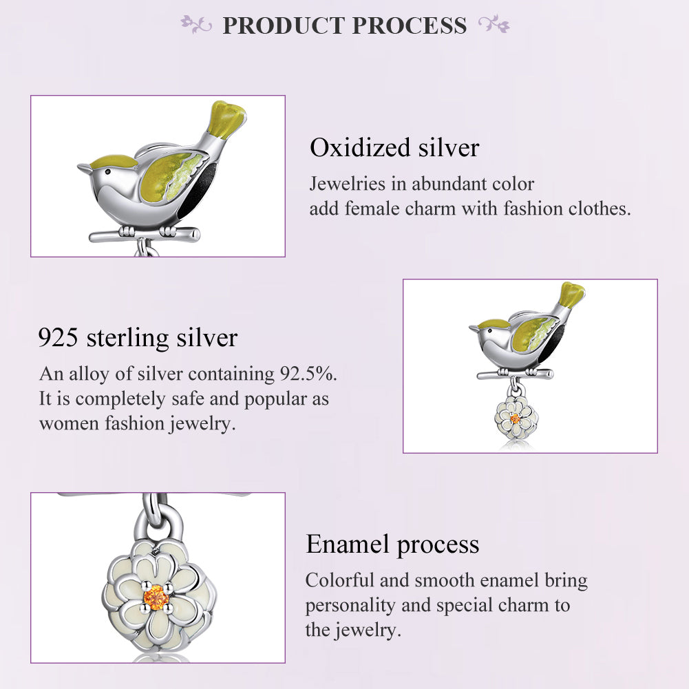 Sylvory 925 Sterling Silver Serene Songbird Charm