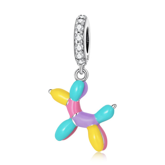 Sylvory 925 Sterling Silver Colorful Balloon Dog Charm