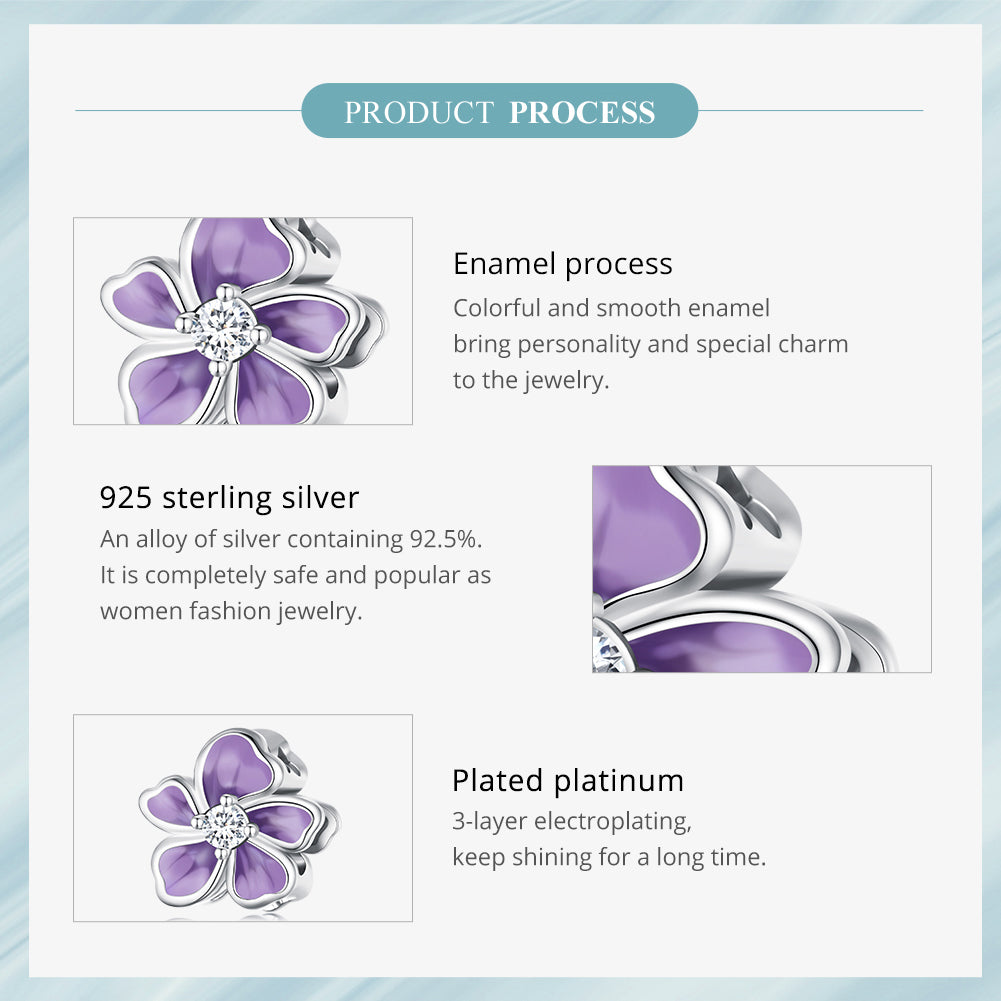 Sylvory 925 Sterling Silver Lavender Bloom Charm