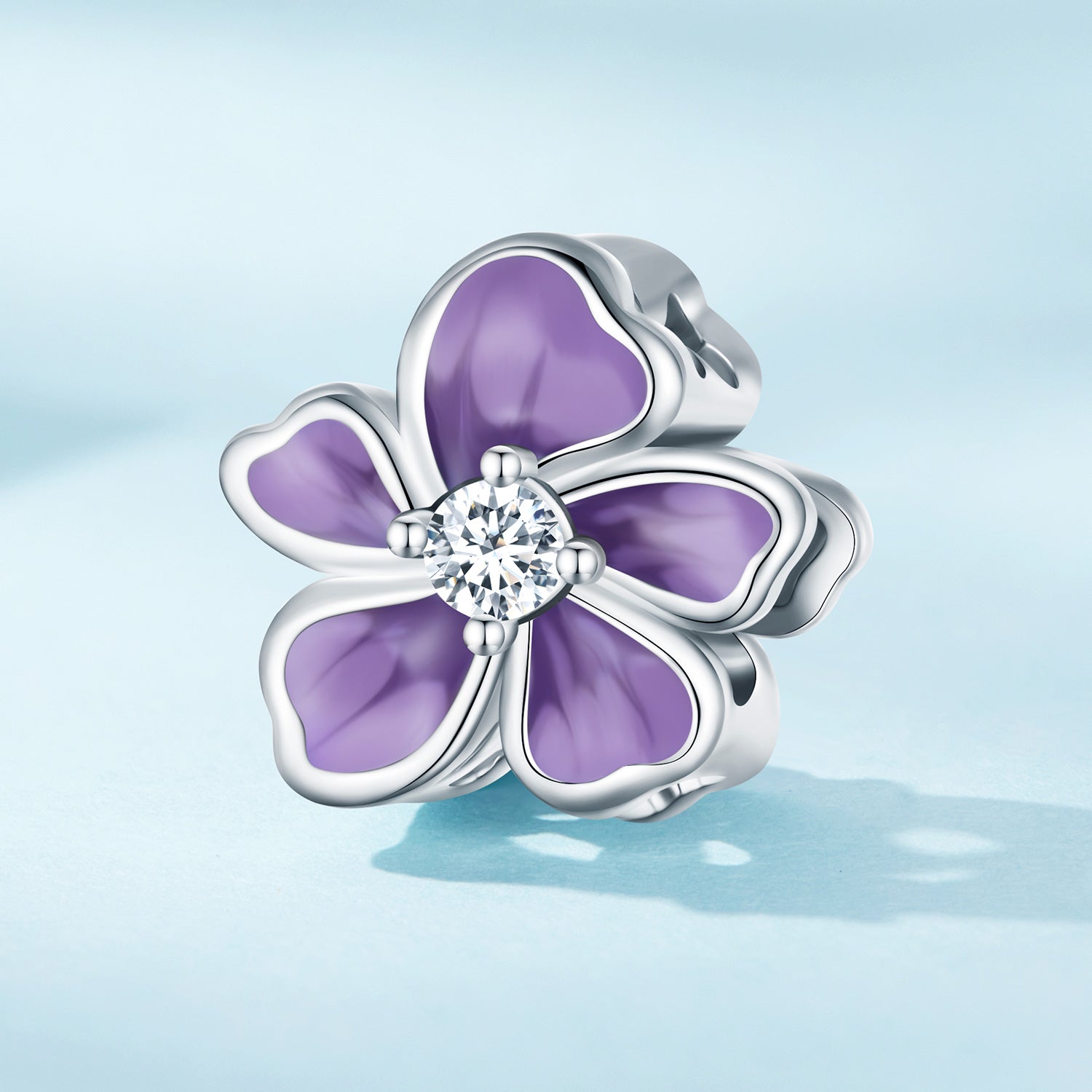 Sylvory 925 Sterling Silver Lavender Bloom Charm