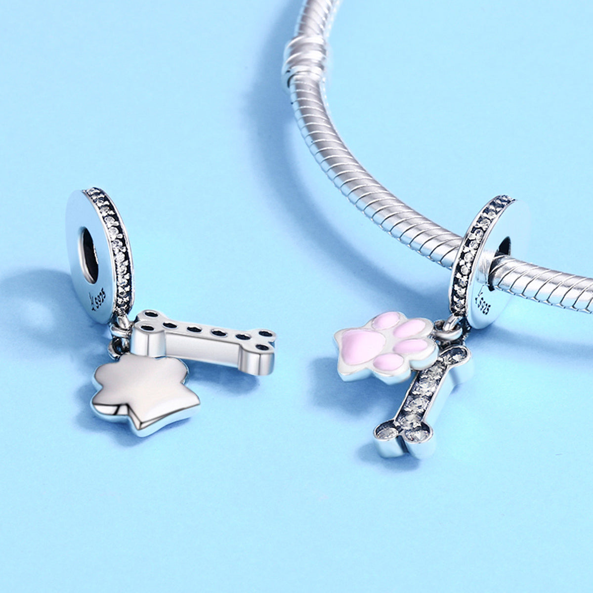 Sylvory 925 Sterling Silver Pawsome Bone Charm