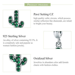 Sylvory 925 Sterling Silver Reversible Cactus Charm