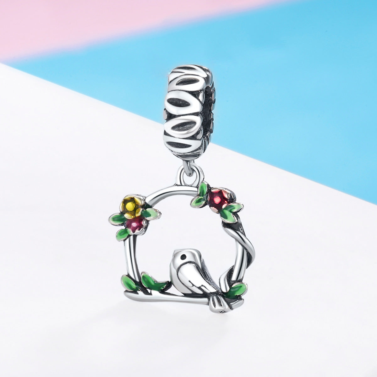 Sylvory 925 Sterling Silver Peaceful Perching Bird Charm