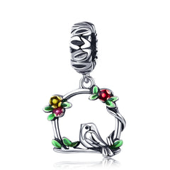 Sylvory 925 Sterling Silver Peaceful Perching Bird Charm