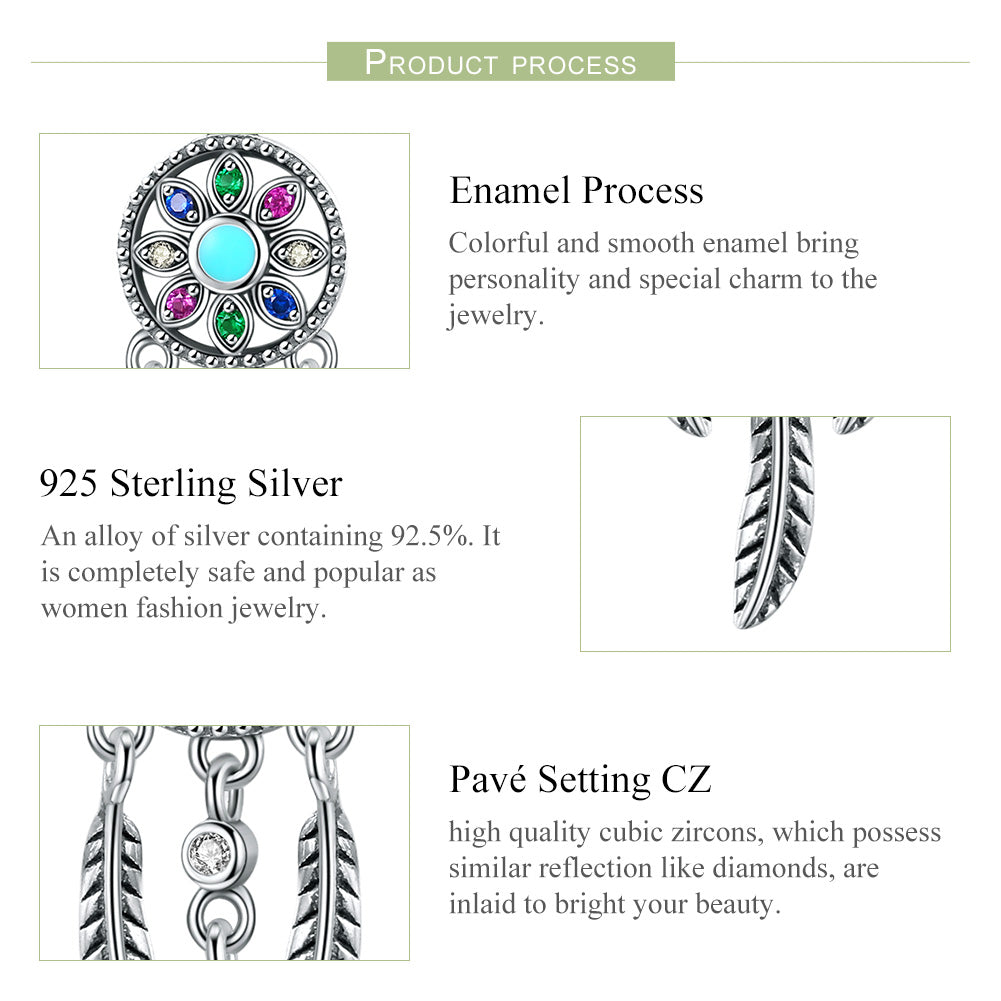 Sylvory 925 Sterling Silver Dreamcatcher Charm