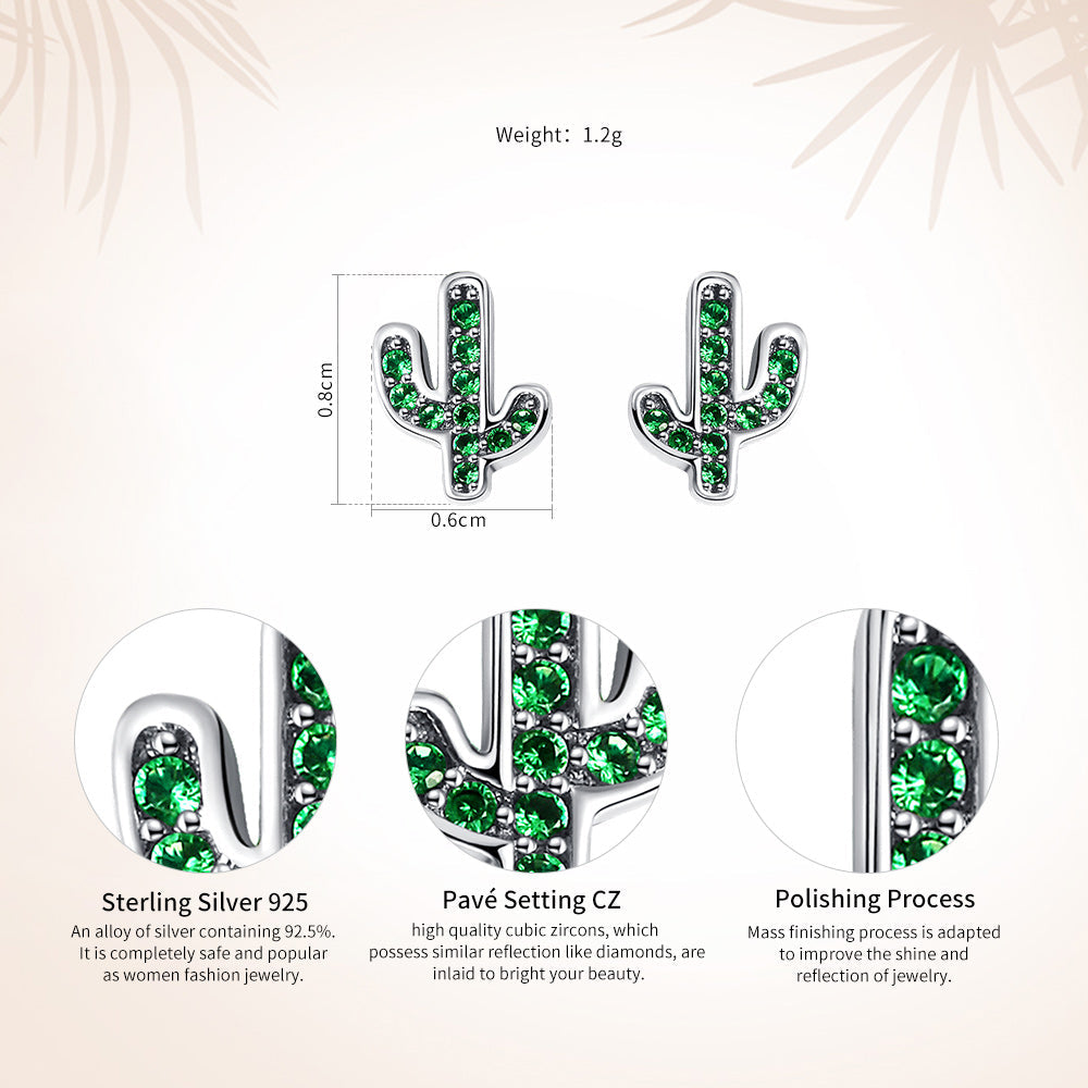 Sylvory 925 Sterling Silver Cactus Elegance Studs