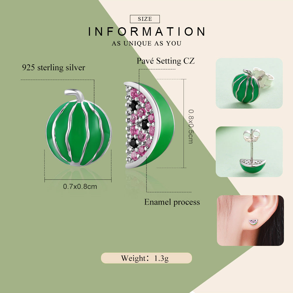 Sylvory 925 Sterling Silver Watermelon Whimsies Studs