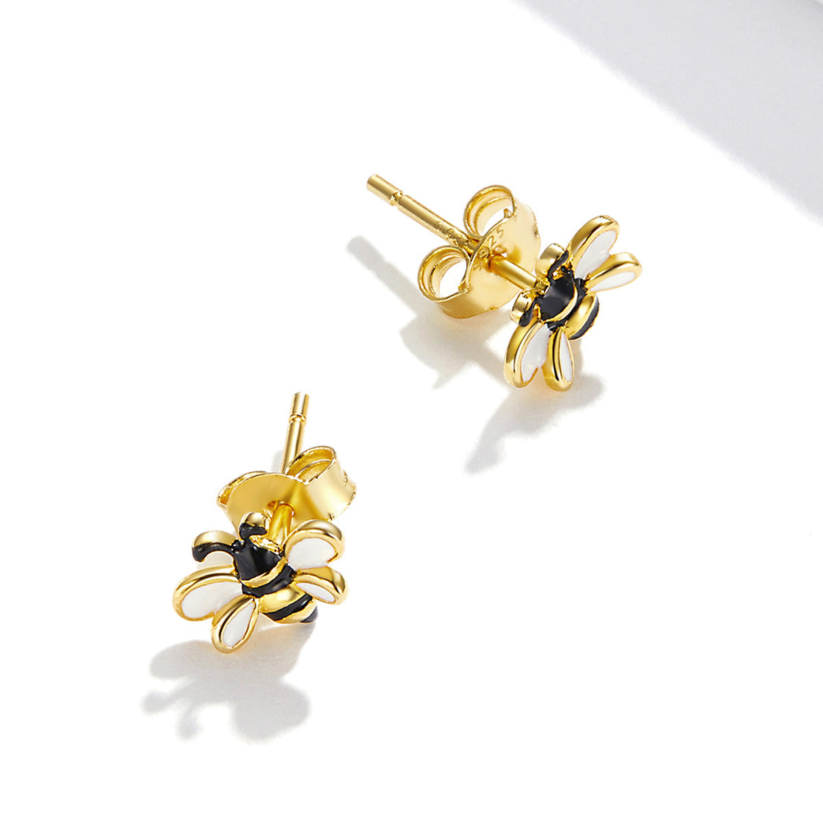 Sylvory 925 Sterling Silver Honeybee Bling Studs