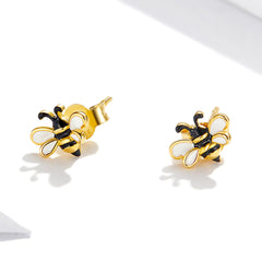 Sylvory 925 Sterling Silver Honeybee Bling Studs