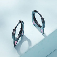 Sylvory 925 Sterling Silver Purrfectly Chic Hoops