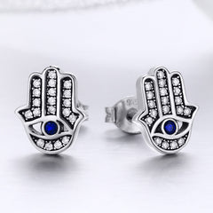 Sylvory 925 Sterling Silver Hamsa Harmony Studs