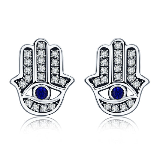 Sylvory 925 Sterling Silver Hamsa Harmony Studs