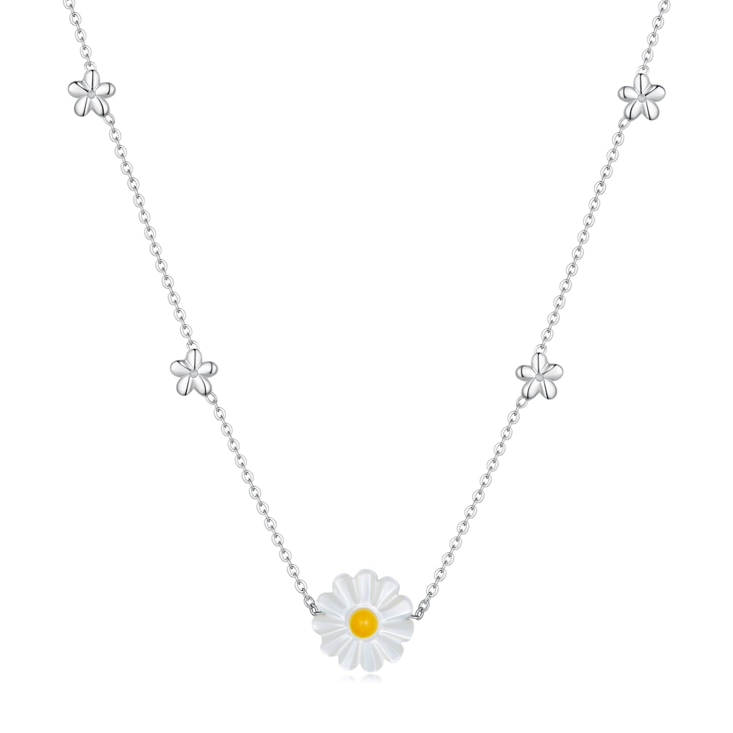 Sylvory 925 Sterling Silver Flower Meadow Necklace