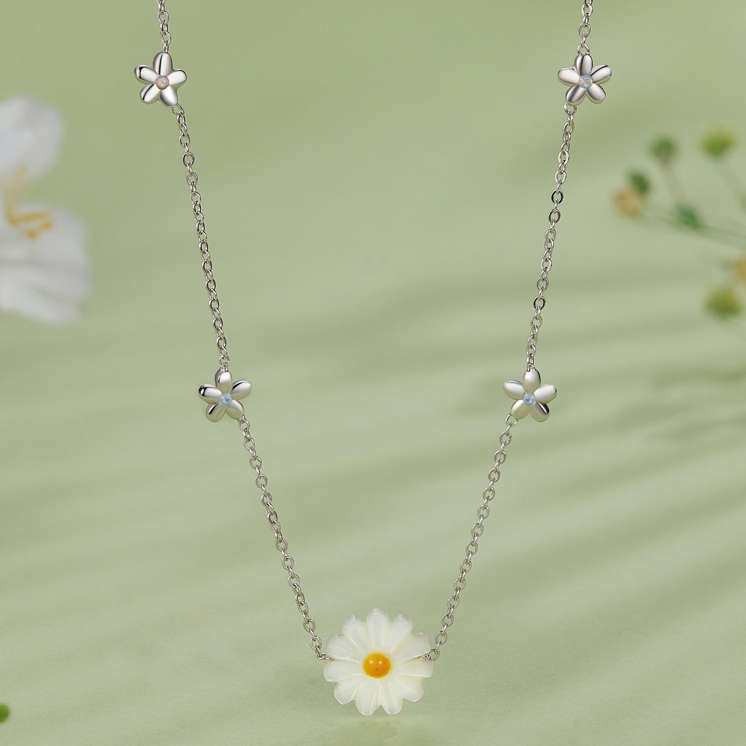 Sylvory 925 Sterling Silver Flower Meadow Necklace