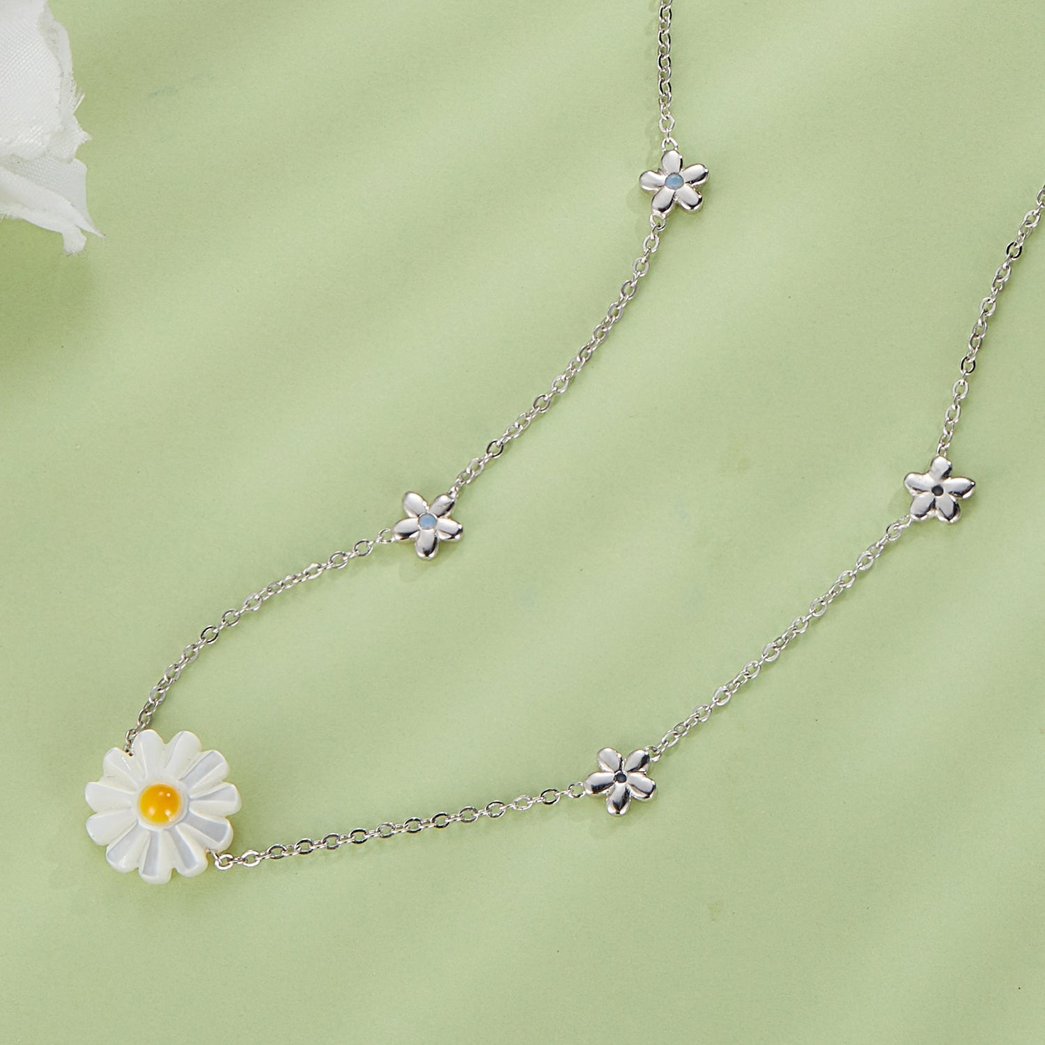 Sylvory 925 Sterling Silver Flower Meadow Necklace